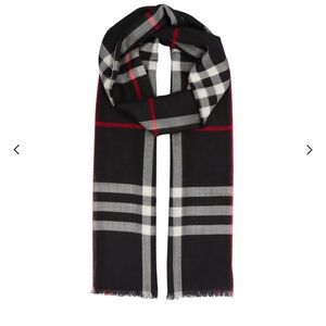 Burberry lightweight navy check scarf- wool and silk